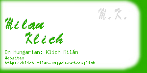 milan klich business card